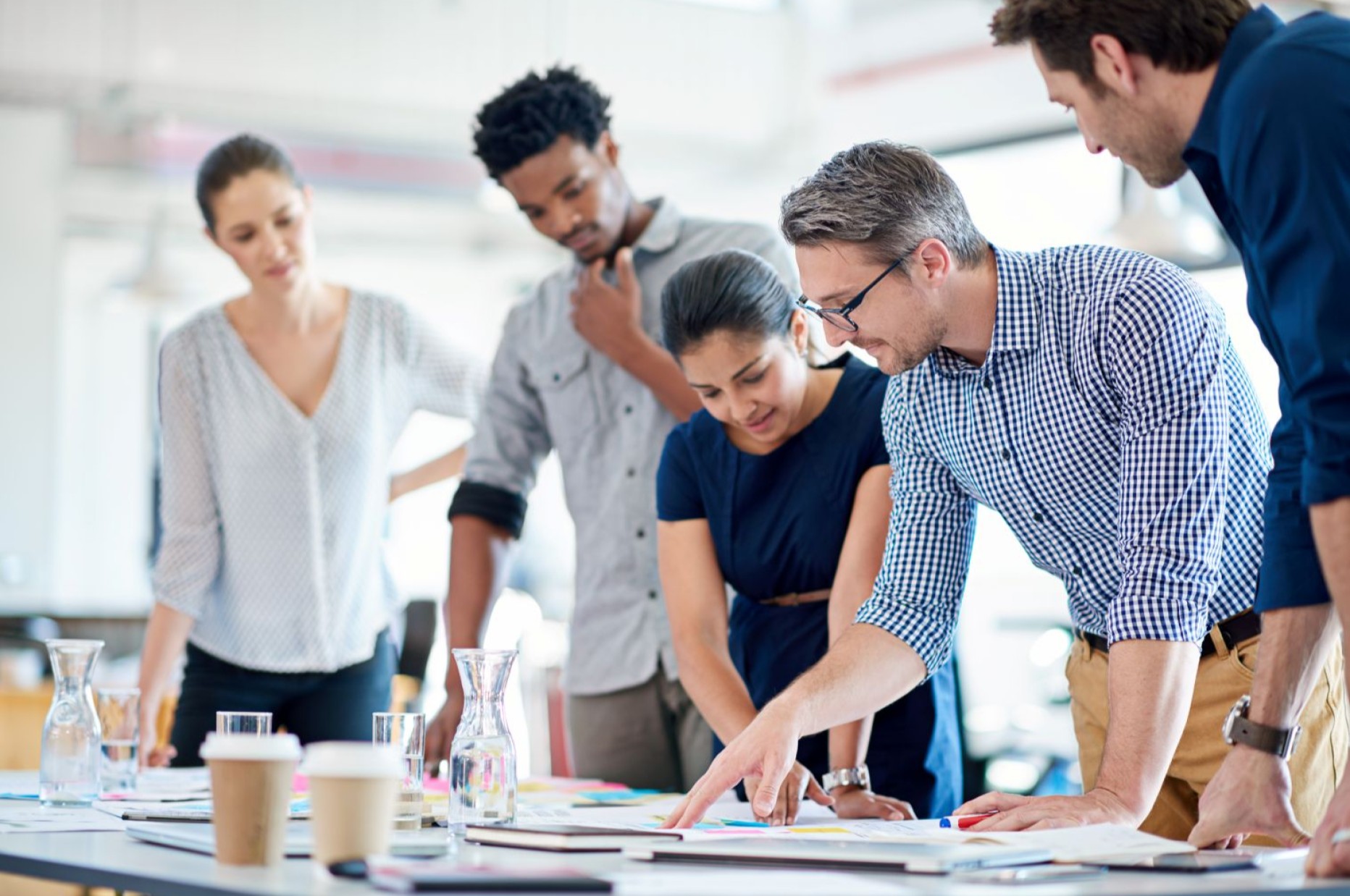 Mature man describing a plan of action
